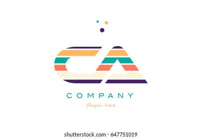 ca c a alphabet letter logo colors colorful line stripe font creative text dots company vector icon design template