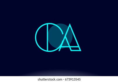 ca c a blue line circle letter logo alphabet creative company vector icon design template