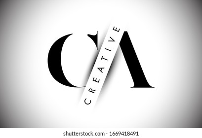 CA C A Letter Logo with Creative Shadow and Text Design Vector Illustration.