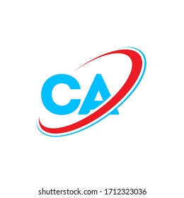 CA C A letter logo design. Initial letter CA linked circle upercase monogram logo red and blue. CA logo, C A design. c a, c a letter