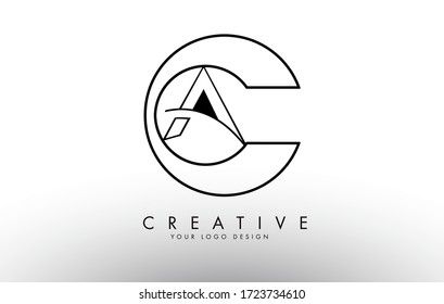 CA C A Letters Logo with Outline Monogram Design. Creative CA Letter Icon Vector Illustration.