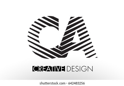 CA C A Lines Letter Design with Creative Elegant Zebra Vector Illustration.
