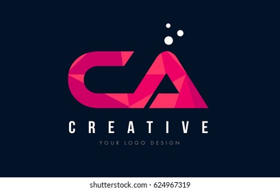 CA C A Purple Letter Logo Design with Low Poly Pink Triangles Concept