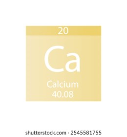 Ca Cálcio Alcalino terra metal Químico Elemento Tabela Periódica. Simples ilustração de vetor quadrado plano, simples ícone de estilo limpo com massa molar e número atômico para Lab, ciência ou classe de química.