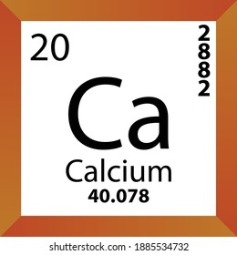 Ca Calcium Chemical Element Periodic Table. Single vector illustration, colorful Icon with molar mass, electron conf. and atomic number for Lab, science or chemistry class.