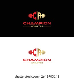CA Champion Athletes' Bold Fitness and Sports Logo Design Featuring a Barbell Symbol