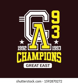 ca champions - great east typography, print design for t shirt, vectors
