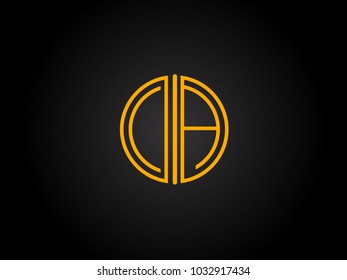 CA Circle Shape golden yellow Letter logo Design
