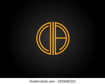 CA Circle Shape golden yellow Letter logo Design
