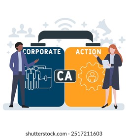 CA - corporate action acronym. business concept background. vector illustration concept with keywords and icons. lettering illustration with icons for web banner, flyer, landing