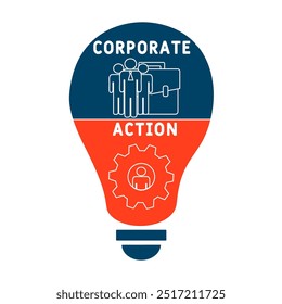 CA - corporate action acronym. business concept background. vector illustration concept with keywords and icons. lettering illustration with icons for web banner, flyer, landing
