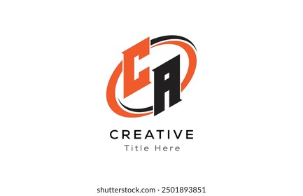 CA creative letter logo with circle area. Initial letter CA linked circle uppercase monogram logo. CA initial letter logo vector design.