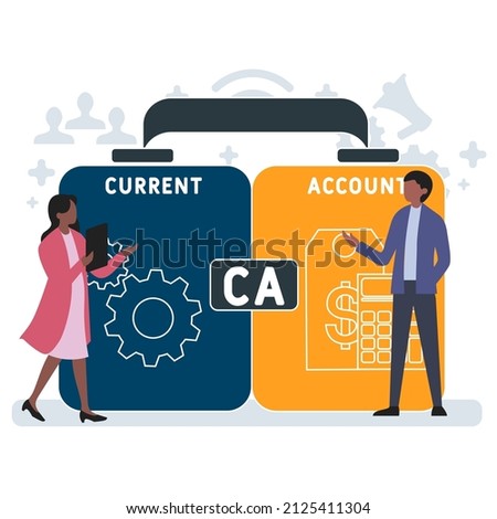 CA - Current Account acronym. business concept background.  vector illustration concept with keywords and icons. lettering illustration with icons for web banner, flyer, landing pag