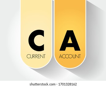 CA - Acrónimo de cuenta corriente, fondo de concepto de negocio