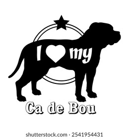 Ca de Bou Hund Silhouette, ich liebe meinen Hund, Hund, Hunderassen, Logo, Vektor, Silhouette, Tier, Illustration, Symbol, Zeichen, schwarz, Haustier,