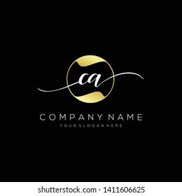 CA handwriting initial logo template vector.