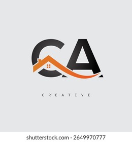 CA House Letter Logo – Creative Real Estate Monogram with Roof Shape and Home Icon for Property, Architecture and Modern Branding Identity