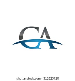CA initial company blue swoosh logo