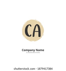 CA Initial handwriting and signature logo design with circle. Beautiful design handwritten logo for fashion, team, wedding, luxury logo.