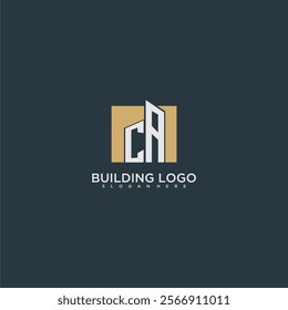 CA initial letter building logo for real estate with square design