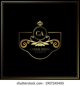 CA Initial Letter Luxury Logo template in vector art for Restaurant, Royalty, Boutique, Cafe, Hotel, Heraldic, Jewelry, Fashion and other vector illustration.