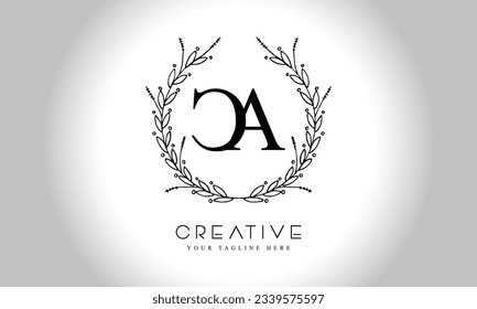 CA initial letters logo design template  with flower circle