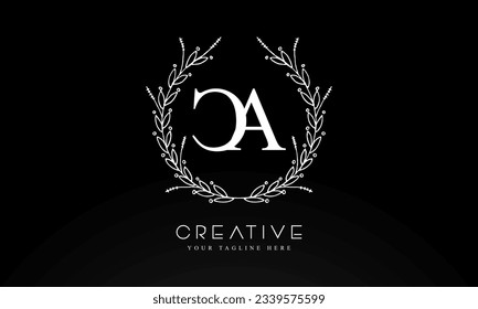 Plantilla de diseño de logotipo de letras iniciales de CA con círculo de flores
