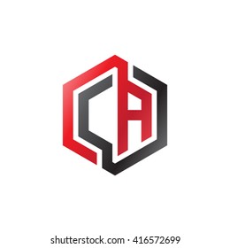 CA initial letters loop linked hexagon logo red black