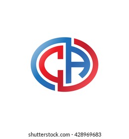 CA initial letters looping linked ellipse logo red blue