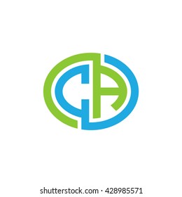 CA initial letters looping linked ellipse logo blue green