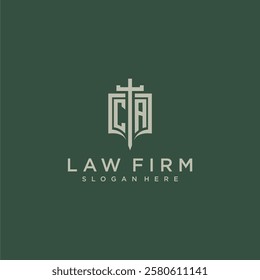 CA initial monogram for law firm with sword and shield logo image