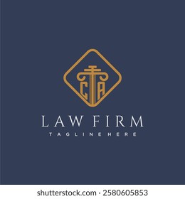CA initial monogram logo for lawfirm with pillar in creative square design