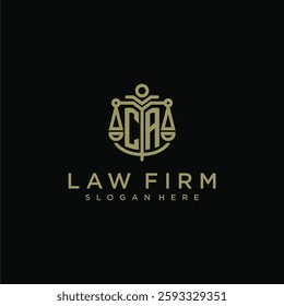 CA initial monogram logo for lawfirm with scale vector design