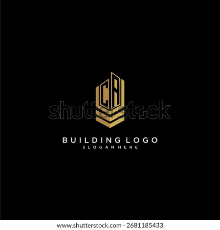 CA initial monogram logo for real estate with building style