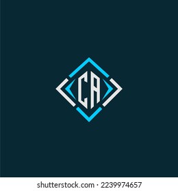 CA initial monogram logo with square style design
