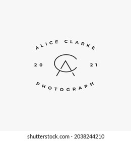 CA initiale Monogramm minimale Fotografie Vektorschilder-Plakette oder Logo-Design-Vorlagen