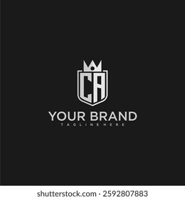 CA initial monogram shield and crown vector image