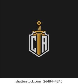 CA initial monogram for shield and sword style image