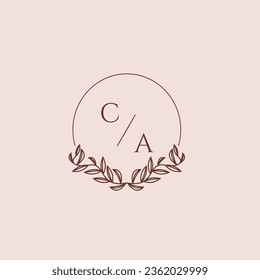 CA initial monogram wedding with creative circle line