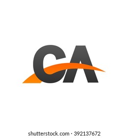 CA initial overlapping swoosh letter logo black orange