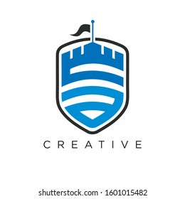 ca initial shield logo design vector
