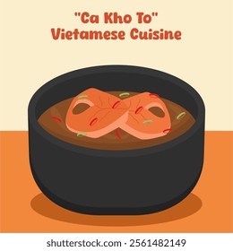 Ca Kho To Vietnamese Cuisine Vector Illustration