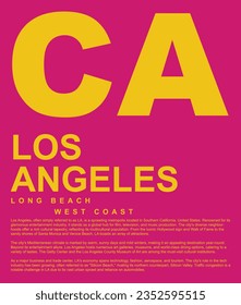 CA LA California Los Angeles prints for t-shirt typography graphics for college tee shirt LA stamp collection for varsity apparel design vector