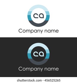CA letter circle shape icon logo white blue