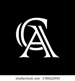 CA letter logo with black background.The nice white letter logo.