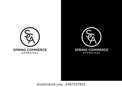 Diseño del logotipo de la letra de CA sobre fondo blanco y negro. Concepto de logotipo de letra de iniciales creativas SCA.