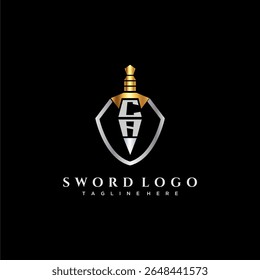 Carta CA monograma de luxo para imagem de estilo escudo e espada