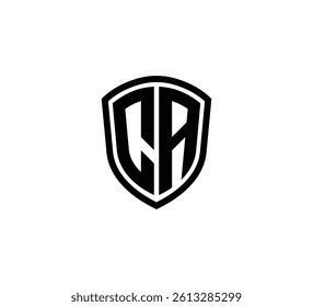 CA Letter Simple Monogram Logo Shield Shaped Black Vector Editable on White Background