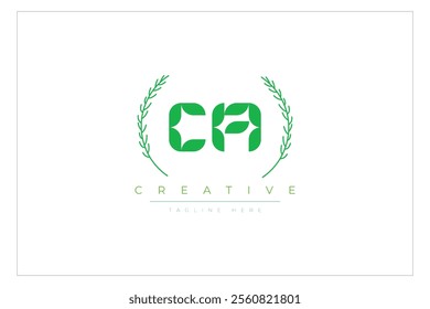 CA letters eco logo with leaf. Fresh nature and healthy leaf logo design.