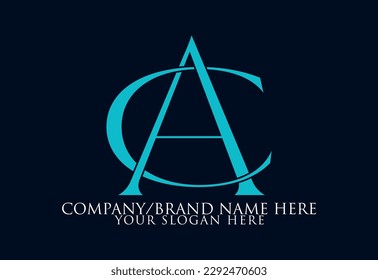 Diseño de logotipos CA o diseño de logotipos AC, Ilustración de vectores de diseño de logotipos AC CA